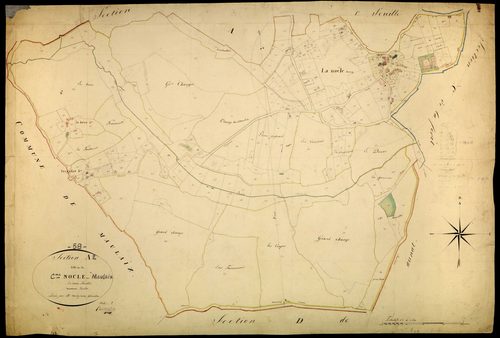 La Nocle-Maulaix, cadastre ancien : plan parcellaire de la section A dite de la Nocle, feuille 2