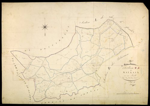 La Nocle-Maulaix, cadastre ancien : plan parcellaire de la section G dite de Maulaix