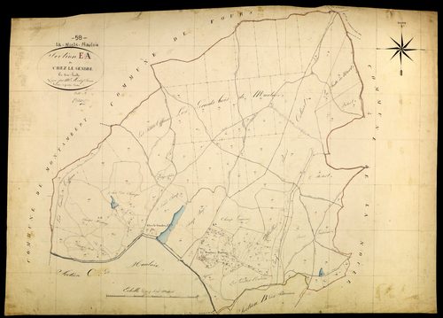 La Nocle-Maulaix, cadastre ancien : plan parcellaire de la section E dite de Chez le Gendre