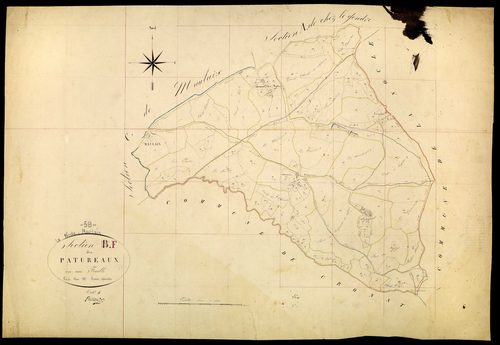 La Nocle-Maulaix, cadastre ancien : plan parcellaire de la section F dite des Pâtureaux