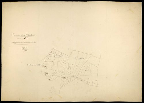 La Nocle-Maulaix, cadastre ancien : plan parcellaire de la section E dite de Chez le Gendre, développement