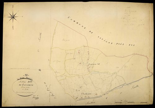 La Nocle-Maulaix, cadastre ancien : plan parcellaire de la section B dite de Laugimone, feuille 1