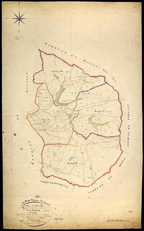 La Nocle-Maulaix, cadastre ancien : tableau d'assemblage de La Nocle