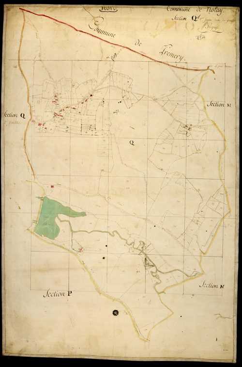 Nolay, cadastre ancien : plan parcellaire de la section Q dite du Grand Rigny, feuille 1