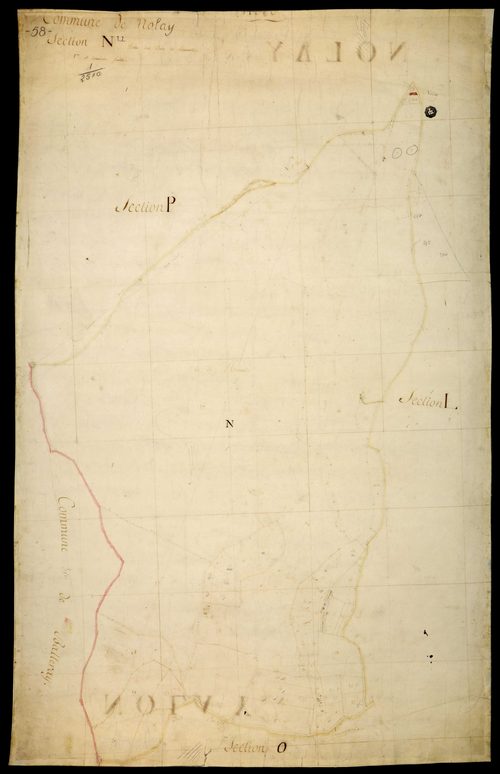 Nolay, cadastre ancien : plan parcellaire de la section N dite des Bois de Mounot, feuille 1