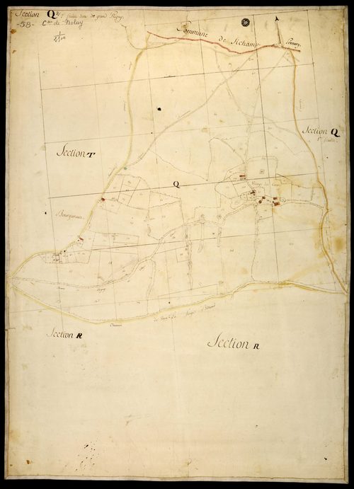 Nolay, cadastre ancien : plan parcellaire de la section Q dite du Grand Rigny, feuille 2