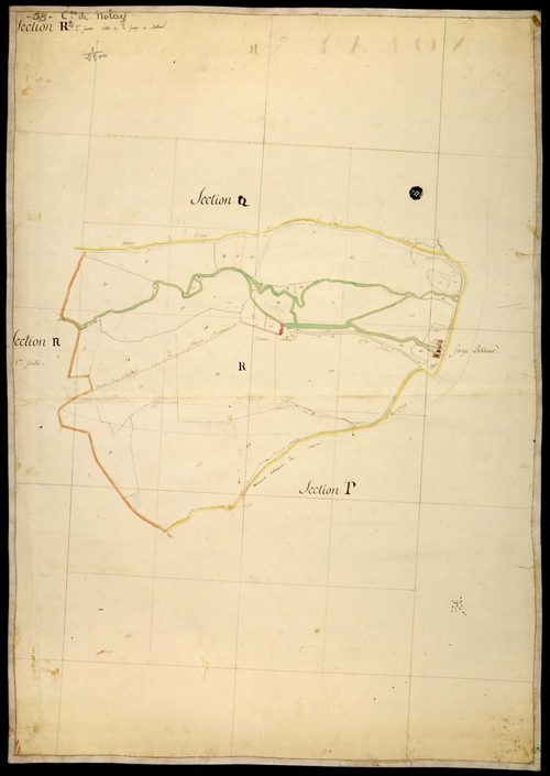 Nolay, cadastre ancien : plan parcellaire de la section R dite de la Forge de Billour, feuille 2