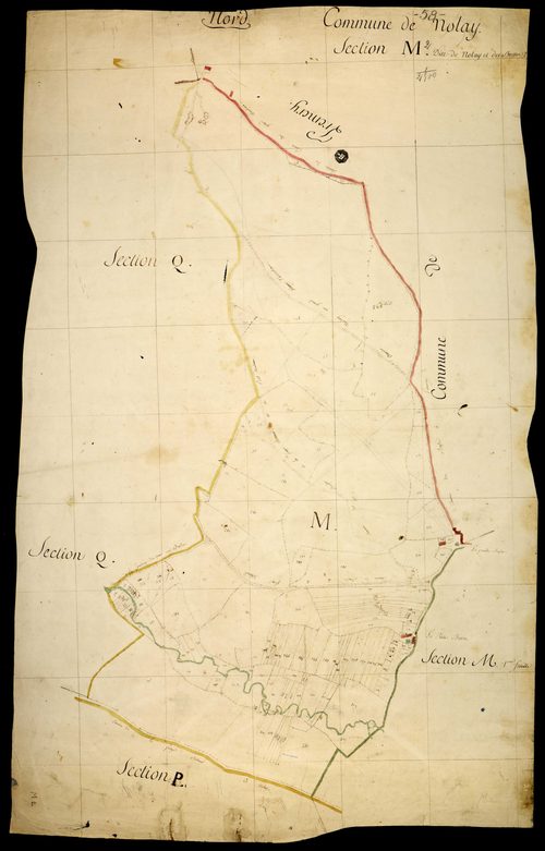 Nolay, cadastre ancien : plan parcellaire de la section M dite de Nolay et des Brosses, feuille 2
