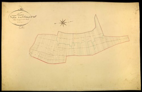 Nuars, cadastre ancien : plan parcellaire de la section A dite de Saint-Thibault, feuille 2, développement