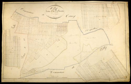 Oisy, cadastre ancien : plan parcellaire de la section B dite de la Champagne, feuille 1