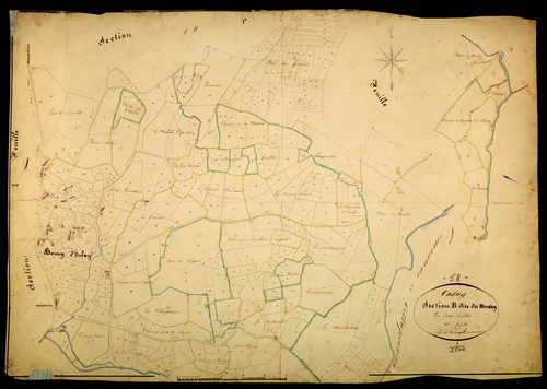 Onlay, cadastre ancien : plan parcellaire de la section B dite du Bourg, feuille 2