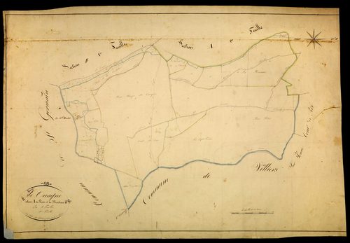Ouagne, cadastre ancien : plan parcellaire de la section A dite du Plessis et du Moutot, feuille 2