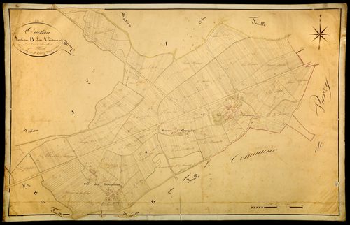 Oudan, cadastre ancien : plan parcellaire de la section B dite des Crisenons, feuille 1
