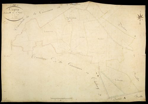 Ougny, cadastre ancien : plan parcellaire de la section B dite de Rigny, feuille 3
