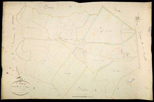 Ougny, cadastre ancien : plan parcellaire de la section B dite de Rigny, feuille 2