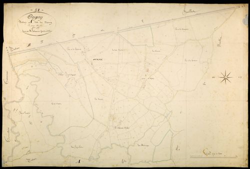 Ougny, cadastre ancien : plan parcellaire de la section A dite du Bourg, feuille 3