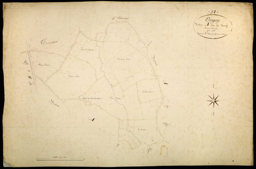 Ougny, cadastre ancien : plan parcellaire de la section A dite du Bourg, feuille 1