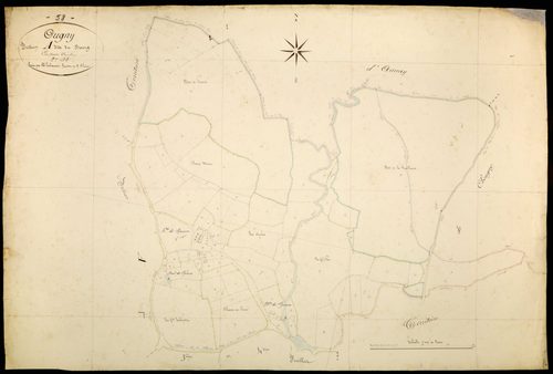 Ougny, cadastre ancien : plan parcellaire de la section A dite du Bourg, feuille 2
