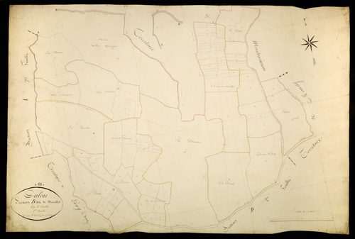 Oulon, cadastre ancien : plan parcellaire de la section B dite de Marolles, feuille 1