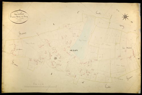 Oulon, cadastre ancien : plan parcellaire de la section A dite du Bourg, feuille 5