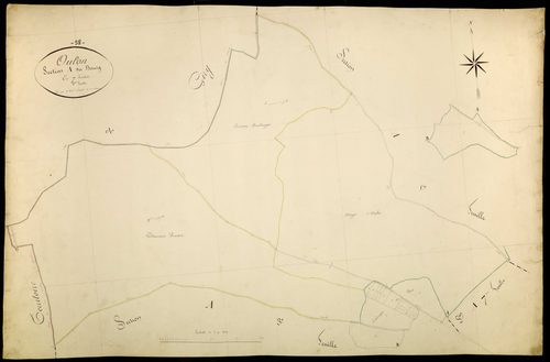 Oulon, cadastre ancien : plan parcellaire de la section A dite du Bourg, feuille 2