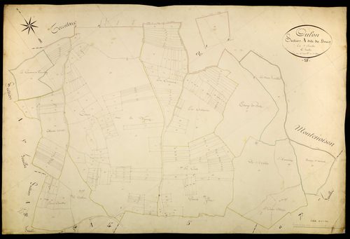 Oulon, cadastre ancien : plan parcellaire de la section A dite du Bourg, feuille 6