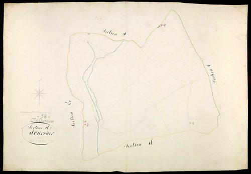 Ourouër, cadastre ancien : plan parcellaire de la section D dite des [Carjots], feuille 1