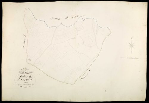 Ourouër, cadastre ancien : plan parcellaire de la section B dite de [la Cure], feuille 3