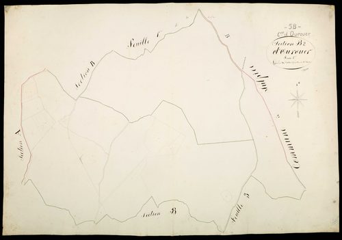 Ourouër, cadastre ancien : plan parcellaire de la section B dite de [la Cure], feuille 2