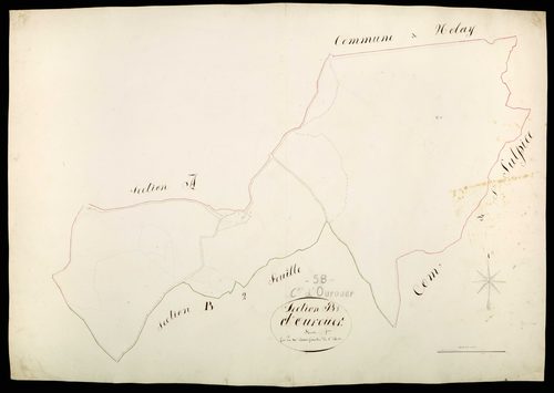 Ourouër, cadastre ancien : plan parcellaire de la section B dite de [la Cure], feuille 1