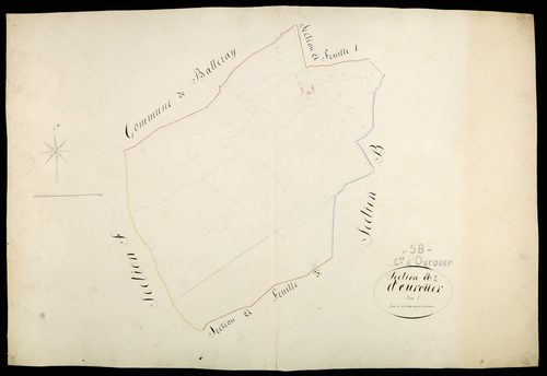 Ourouër, cadastre ancien : plan parcellaire de la section A dite de Nyon, feuille 2
