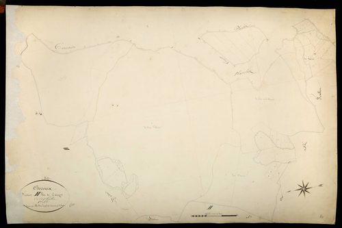 Ouroux-en-Morvan, cadastre ancien : plan parcellaire de la section H dite de Coeuzon, feuille 1