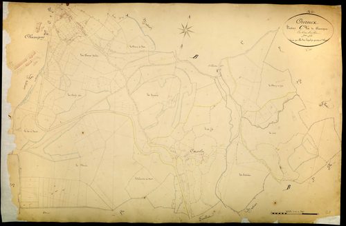 Ouroux-en-Morvan, cadastre ancien : plan parcellaire de la section C dite de Chassagne, feuille 3