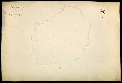 Ouroux-en-Morvan, cadastre ancien : plan parcellaire de la section J dite de Poirot, feuille 1