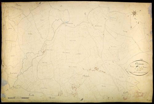 Ouroux-en-Morvan, cadastre ancien : plan parcellaire de la section B dite de Savault, feuille 1