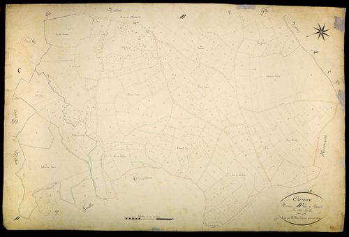 Ouroux-en-Morvan, cadastre ancien : plan parcellaire de la section B dite de Savault, feuille 2