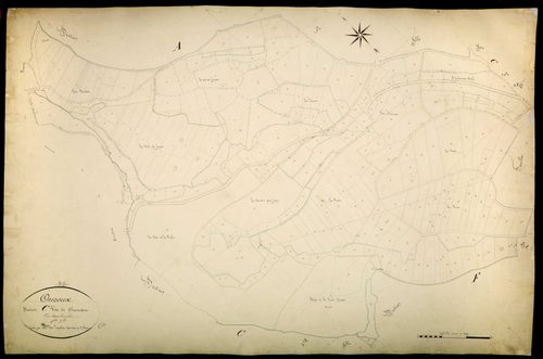 Ouroux-en-Morvan, cadastre ancien : plan parcellaire de la section C dite de Chassagne, feuille 1