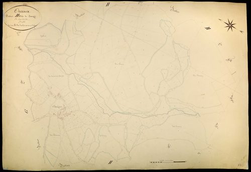 Ouroux-en-Morvan, cadastre ancien : plan parcellaire de la section H dite de Coeuzon, feuille 3