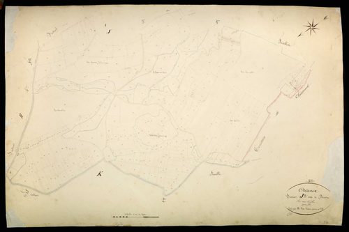 Ouroux-en-Morvan, cadastre ancien : plan parcellaire de la section J dite de Poirot, feuille 2
