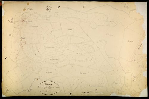 Ouroux-en-Morvan, cadastre ancien : plan parcellaire de la section G dite de Plessis et de Savelot, feuille 3