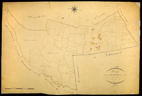 Pazy, cadastre ancien : plan parcellaire de la section B dite du Bourg, feuille 3