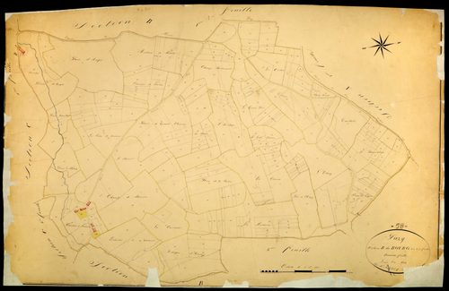 Pazy, cadastre ancien : plan parcellaire de la section B dite du Bourg, feuille 2