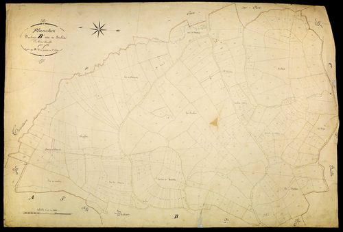Planchez, cadastre ancien : plan parcellaire de la section B dite des Brûlées, feuille 1