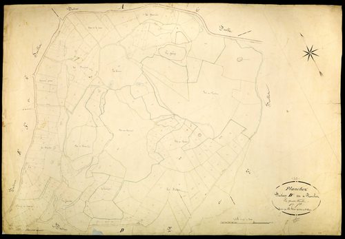 Planchez, cadastre ancien : plan parcellaire de la section D dite de Planchot, feuille 1