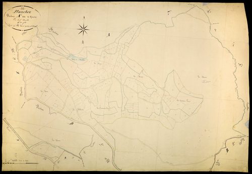 Planchez, cadastre ancien : plan parcellaire de la section A dite de Grosse, feuille 6