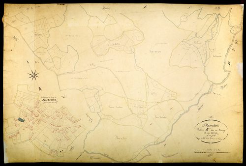Planchez, cadastre ancien : plan parcellaire de la section E dite du Bourg, feuille 4