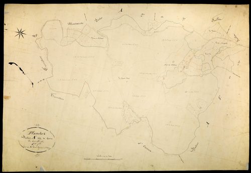 Planchez, cadastre ancien : plan parcellaire de la section A dite de Grosse, feuille 1