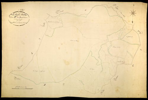 Poil, cadastre ancien : plan parcellaire de la section B dite de Montantaume, feuille 1