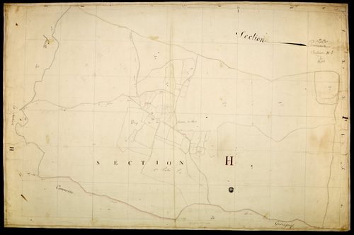 Poiseux, cadastre ancien : plan parcellaire de la section H, feuille 1
