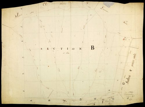 Poiseux, cadastre ancien : plan parcellaire de la section B, feuille 1